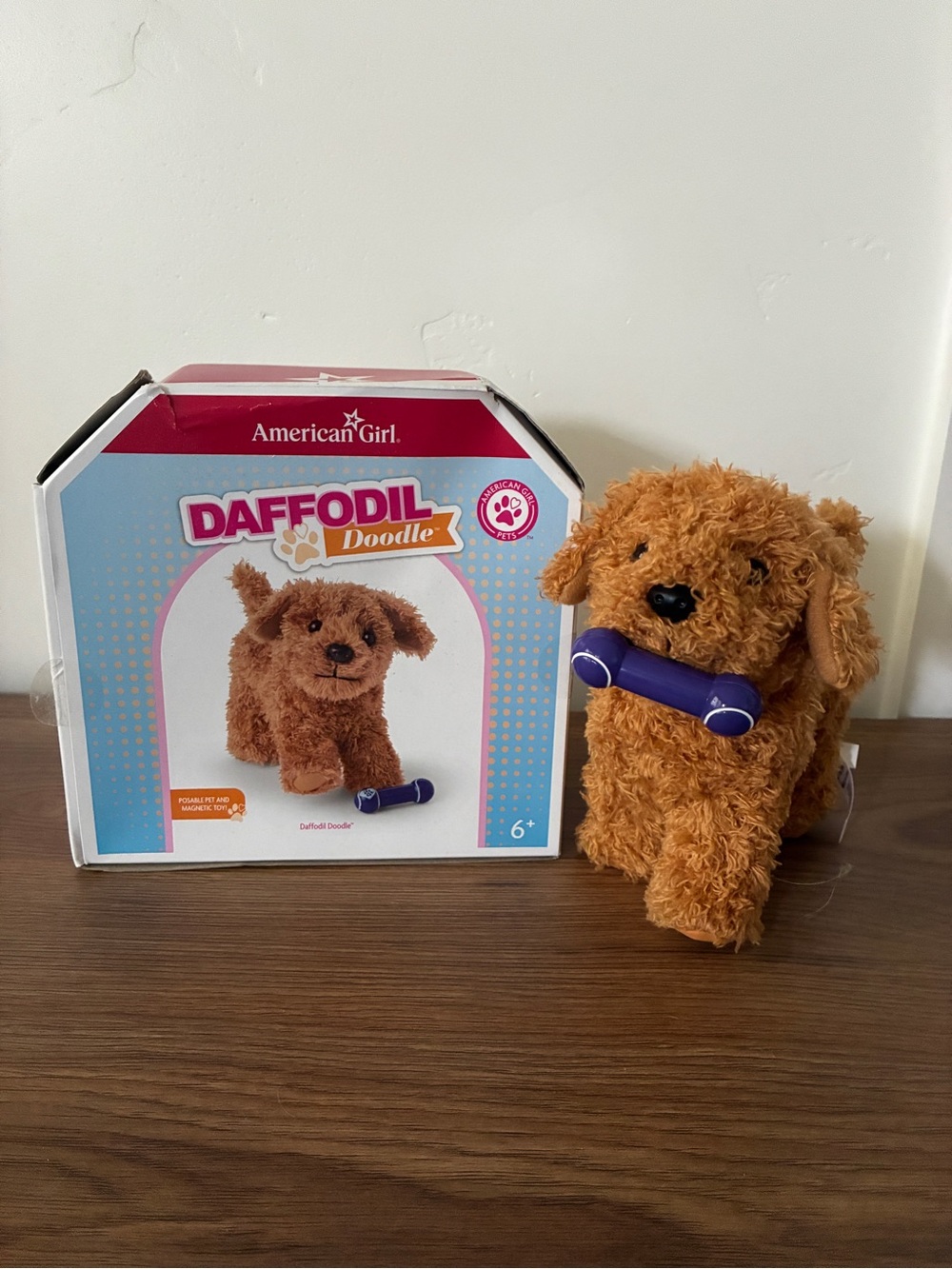 American Girl Daffodil Doodle Plush Puppy - Brown with Purple Bone